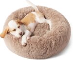 Bedsure Calming Small Dog Bed Donut Washable Cat＆Puppy Bed,23 inches Camel | Flu... - Image 5