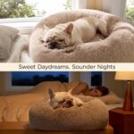 Bedsure Calming Small Dog Bed Donut Washable Cat＆Puppy Bed,23 inches Camel | Flu... - Image 6
