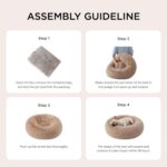 Bedsure Calming Small Dog Bed Donut Washable Cat＆Puppy Bed,23 inches Camel | Flu... - Image 9