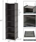 MAX Houser 6 Tier Shelf Hanging Closet Organizer, Closet Hanging Shelf with 2 St... - Image 4