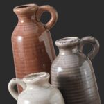 Ceramic Vases Set of 3, Neutral Rustic Farmhouse Vase with Handle, Decorative Fl... - Image 4