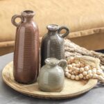 Ceramic Vases Set of 3, Neutral Rustic Farmhouse Vase with Handle, Decorative Fl... - Image 8