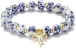1PC Beaded Bow Charm Bracelet for Women, Porcelain Bead Jewelry Ancessoires, Blu... - Image 4