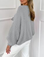 PRETTYGARDEN Women's Tie Front Bow Cardigan Sweaters Chunky Knit Long Puff Sleev... - Image 3
