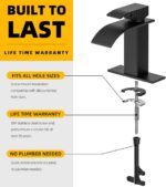 Ryuwanku Bathroom Faucet Matte Black Modern Waterfall Bathroom Sink Faucet with ... - Image 6