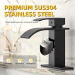 Ryuwanku Bathroom Faucet Matte Black Modern Waterfall Bathroom Sink Faucet with ... - Image 7
