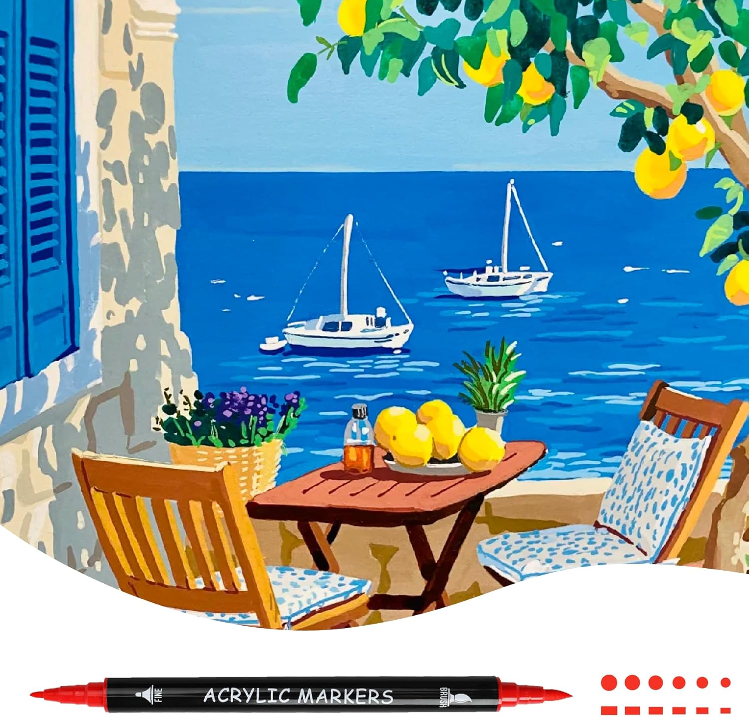 Recheel 30 Colors Acrylic Paint Markers, Dual Tip Fine and Brush Tips for Detail... - Image 6