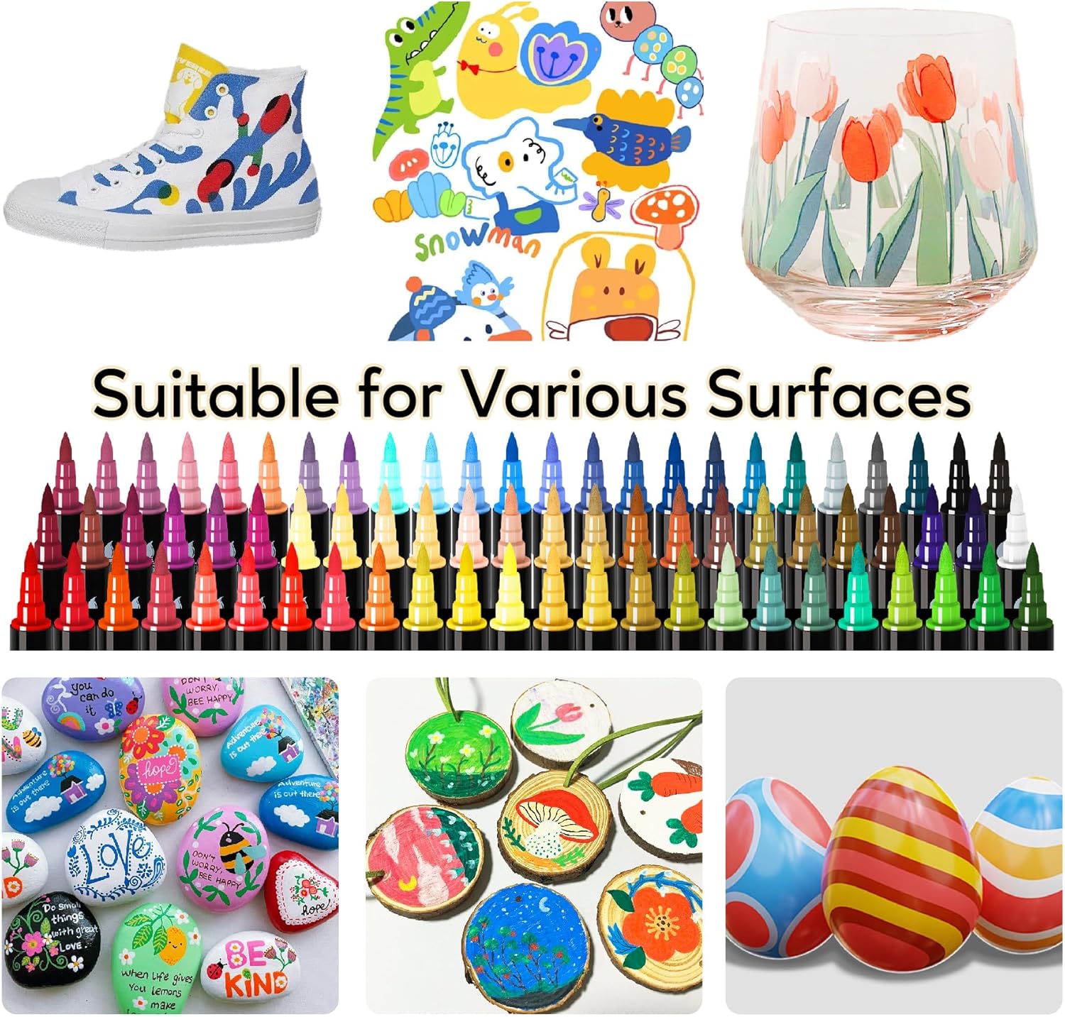 Recheel 30 Colors Acrylic Paint Markers, Dual Tip Fine and Brush Tips for Detail... - Image 9