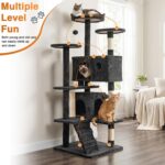 FDW | 54" Cat Tree Tower | Dark Gray | Multi-Level Indoor Activity Center with S... - Image 3