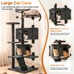 FDW | 54" Cat Tree Tower | Dark Gray | Multi-Level Indoor Activity Center with S... - Image 6