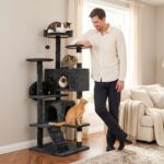 FDW | 54" Cat Tree Tower | Dark Gray | Multi-Level Indoor Activity Center with S... - Image 8