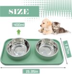 Double Dog Food Bowls Stainless Steel with No Spill Non Skid Silicone Mat Remova... - Image 3