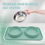 Double Dog Food Bowls Stainless Steel with No Spill Non Skid Silicone Mat Remova... - Image 5