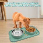 Double Dog Food Bowls Stainless Steel with No Spill Non Skid Silicone Mat Remova... - Image 6
