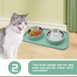 Double Dog Food Bowls Stainless Steel with No Spill Non Skid Silicone Mat Remova... - Image 7