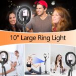 Auto Face Tracking Self Stick Tripod for iPhone with 10" Ring Light Hands-Free 3... - Image 4