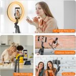 Auto Face Tracking Self Stick Tripod for iPhone with 10" Ring Light Hands-Free 3... - Image 5
