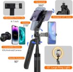 Auto Face Tracking Self Stick Tripod for iPhone with 10" Ring Light Hands-Free 3... - Image 7