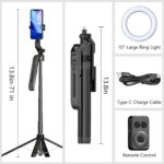 Auto Face Tracking Self Stick Tripod for iPhone with 10" Ring Light Hands-Free 3... - Image 8