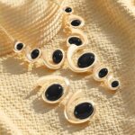Gold Jewelry Set, Silver Black Boho Western Chunky Vintage Pendant Necklace Stac... - Image 6