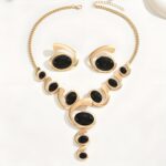 Gold Jewelry Set, Silver Black Boho Western Chunky Vintage Pendant Necklace Stac... - Image 8