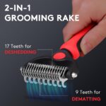Tpotato Deshedding Dog Brush for Long Haired Dogs Cats,Undercoat Shedding Rake f... - Image 3