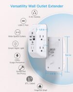 Outlet Extender with Night Light, Multi Plug Wall Outlet, Surge Protector | Mult... - Image 4
