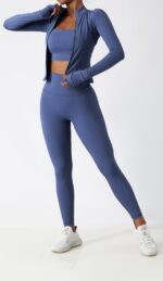 Yknktstc Women 2 Piece Tracksuit Zip Jacket High Waist Leggings | Full Zip Long ... - Image 4