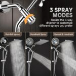 Veken All Metal 10" Shower Head with Handheld, Luxurious Square Double Rain Show... - Image 4