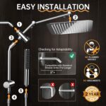 Veken All Metal 10" Shower Head with Handheld, Luxurious Square Double Rain Show... - Image 10