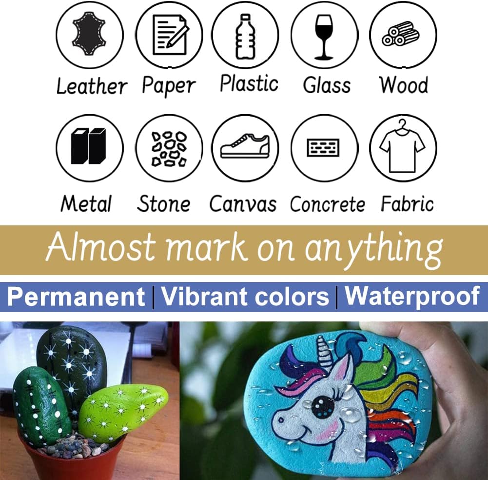 Overseas 8 Colors Paint Pens, Oil Based Permanent Paint Markers Medium Tip | Wat... - Image 7