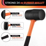 24oz Rubber Mallet Hammer | Non-Marring Soft Blow Mallet with Fiberglass Shock-A... - Image 5