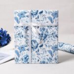 BIOBROWN Floral Wrapping Paper Roll - 17 Inch X 33 Feet (47 sq. ft. ttl.) Blue W... - Image 3