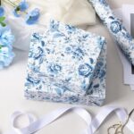 BIOBROWN Floral Wrapping Paper Roll - 17 Inch X 33 Feet (47 sq. ft. ttl.) Blue W... - Image 4