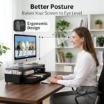 ECOLOVI Desk Organizer and Accessories, 2-Tier Computer Monitor Stand Rise with ... - Image 5