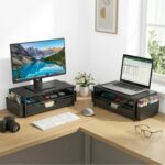 ECOLOVI Desk Organizer and Accessories, 2-Tier Computer Monitor Stand Rise with ... - Image 7