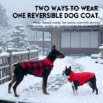 ASENKU Dog Winter Coat, Fleece Doggie Jacket Plaid Reversible Vest Waterproof Wi... - Image 9