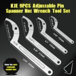KJE 10PCS Adjustable Pin Spanner Nut Wrench Tool Set, C-Shape Pin Hook Wrench To... - Image 3