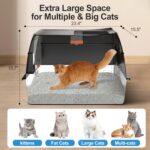 Stainless Steel Litter Box with Lid,Front Entry Top Exit Kitty LitterBox,Extra L... - Image 3