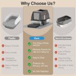 Stainless Steel Litter Box with Lid,Front Entry Top Exit Kitty LitterBox,Extra L... - Image 4