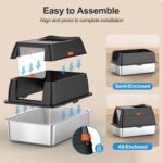 Stainless Steel Litter Box with Lid,Front Entry Top Exit Kitty LitterBox,Extra L... - Image 5