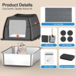 Stainless Steel Litter Box with Lid,Front Entry Top Exit Kitty LitterBox,Extra L... - Image 7