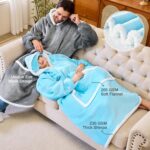 IFNOW Wearable Blanket Hoodie,Oversized Sherpa Hooded Blanket Sweatshirt with Ey... - Image 5