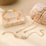 5 PCS Gold Bow Bracelets Set for Women, Elegant Butterfly and Pearl Accented Lay... - Image 8