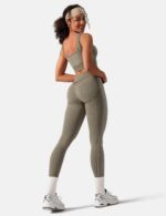 OLCHEE Womens Workout Sets 2 Piece Seamless Square Neck Sports Bra Padded Butt L... - Image 7