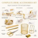 Office Desk Accessories Supplies - Gold Desk Accessories Marble Desk Set | |Acry... - Image 3