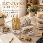 Office Desk Accessories Supplies - Gold Desk Accessories Marble Desk Set | |Acry... - Image 4
