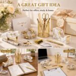 Office Desk Accessories Supplies - Gold Desk Accessories Marble Desk Set | |Acry... - Image 6