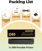 Portable Printer Wireless for Travel, D80 Thermal Printer, Inkless Printers, Com... - Image 9
