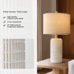 PoKat 23" Modern Ceramic Table Lamp Set of 2 for Living Room White Desk Lamps fo... - Image 4